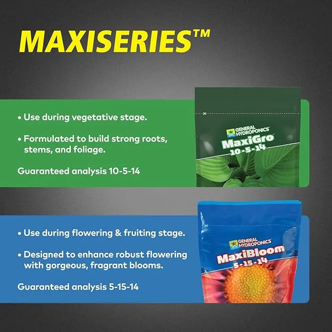 Hydroponic Fertilizer - General Hydroponics MaxiBloom, 2.2LB Water Soluble Nutrient for Heavy Blooms & Fruit Sets