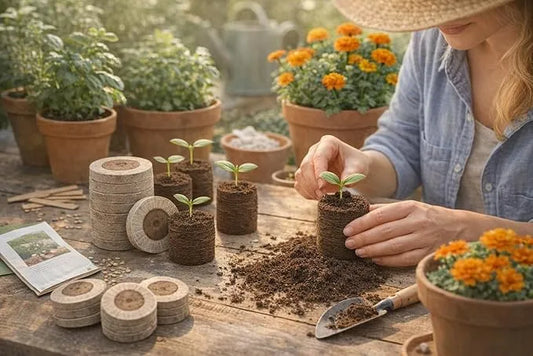 Seed Starting Soil - J PLUS T 42mm Peat Pellets, 100 Count Biodegradable Plugs for Plant Propagation