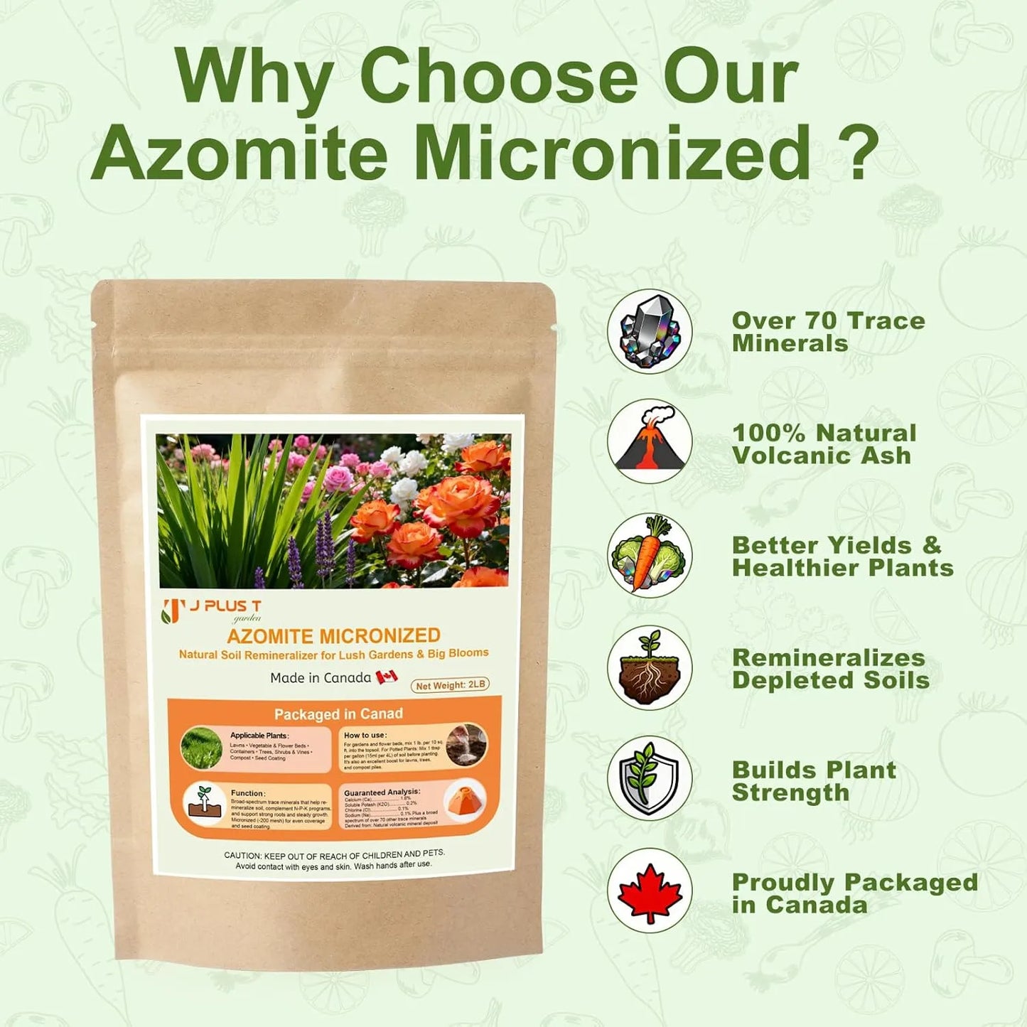 Azomite - J PLUS T Micronized Mineral Soil Conditioner, 5LB | Trace Element Amendment for Vegetable Yields