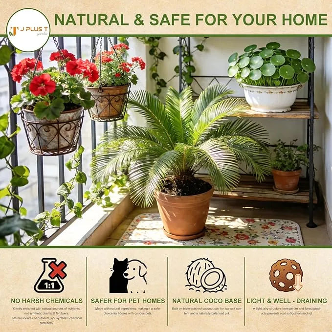 Potting Mix - J PLUS T Premium Coco Coir for Plants, 10L Organic Soilless Medium for Indoor Gardens