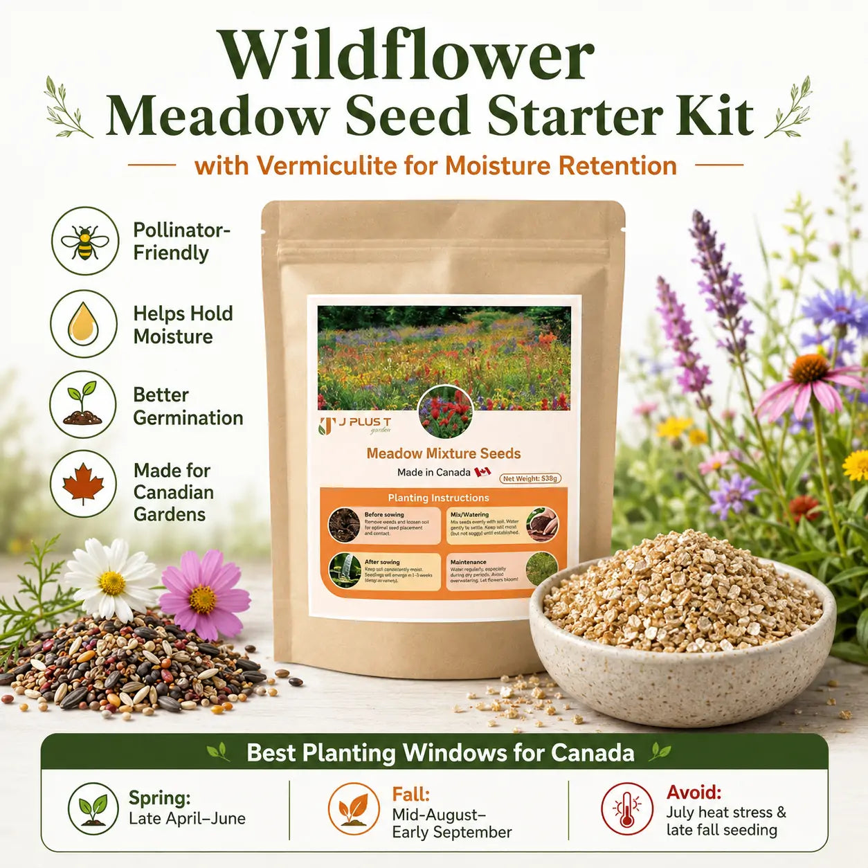 Clover Lawn Seed - Ultimate Eco-Lawn Starter Kit | Seeds, Worm Castings & Vermiculite Bundle for Beginners