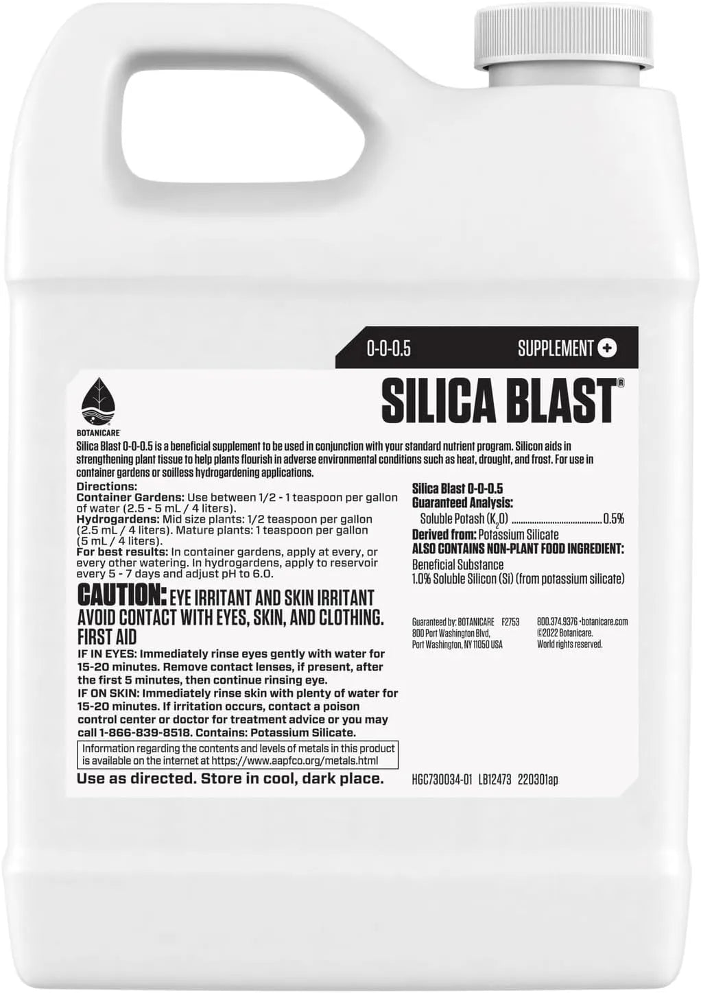 Hydroponic Nutrients - Botanicare Silica Blast Liquid, 1qt Premium Silica Additive & Plant Food for Gardens