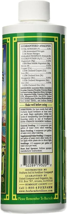 Liquid Fertilizer - FoxFarm Grow Big 6-4-4, 1 Pint | Fast Acting Vegetative Plant Food