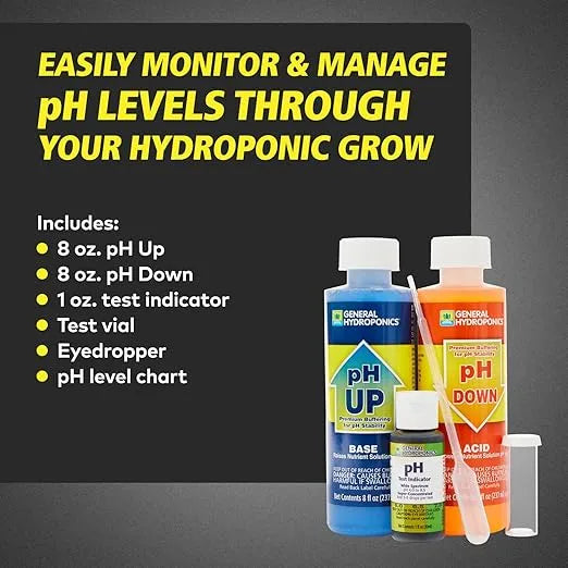 Hydroponic Nutrients - General Hydroponics pH Control Kit Complete Testing & Adjustment Solution for Reservoirs
