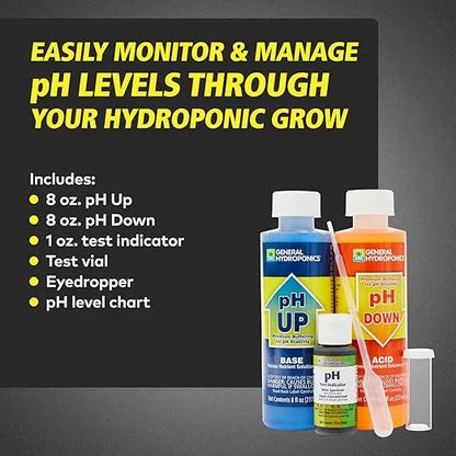 Hydroponic Nutrients - General Hydroponics pH Control Kit Complete Testing & Adjustment Solution for Reservoirs