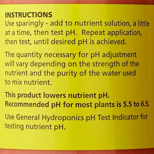 Hydroponic Nutrients - General Hydroponics pH Down Liquid, 1L Essential Acidifier for Indoor Gardens