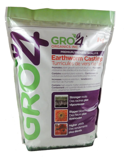 Earthworm castings - Gro4 Organics Premium Vermicompost, 5L | Natural Fertilizer for Houseplants & Vegetables