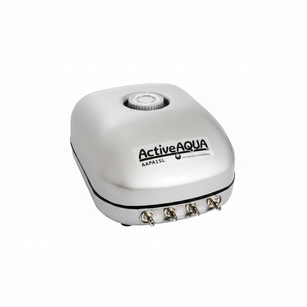 Air Pump - Hydrofarm Active Aqua 15-LPM, 6-Watt 4 Outlet | Heavy Duty Oxygen Pump for Hydroponics