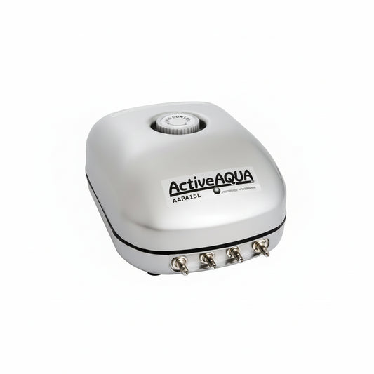 Air Pump - Hydrofarm Active Aqua 15-LPM, 6-Watt 4 Outlet | Heavy Duty Oxygen Pump for Hydroponics