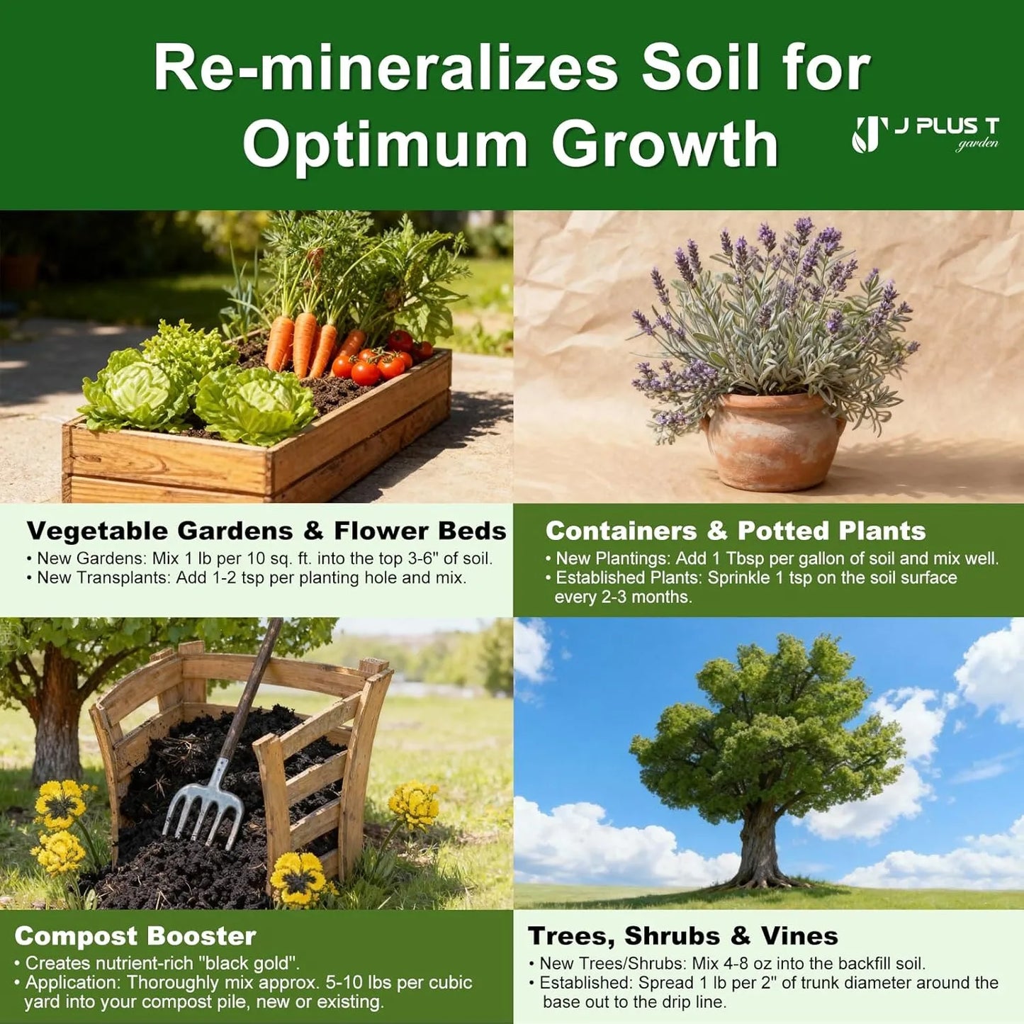 Azomite - J PLUS T Micronized Mineral Soil Conditioner, 5LB | Trace Element Amendment for Vegetable Yields