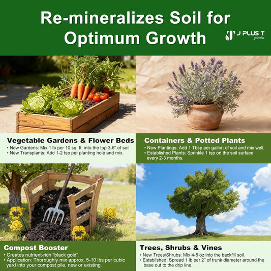 Azomite - J PLUS T Micronized Mineral Soil Conditioner, 5LB | Trace Element Amendment for Vegetable Yields