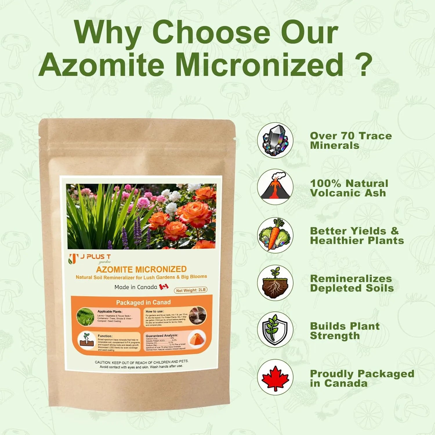 Azomite - J PLUS T Micronized Mineral Soil Conditioner, 5LB | Trace Element Amendment for Vegetable Yields