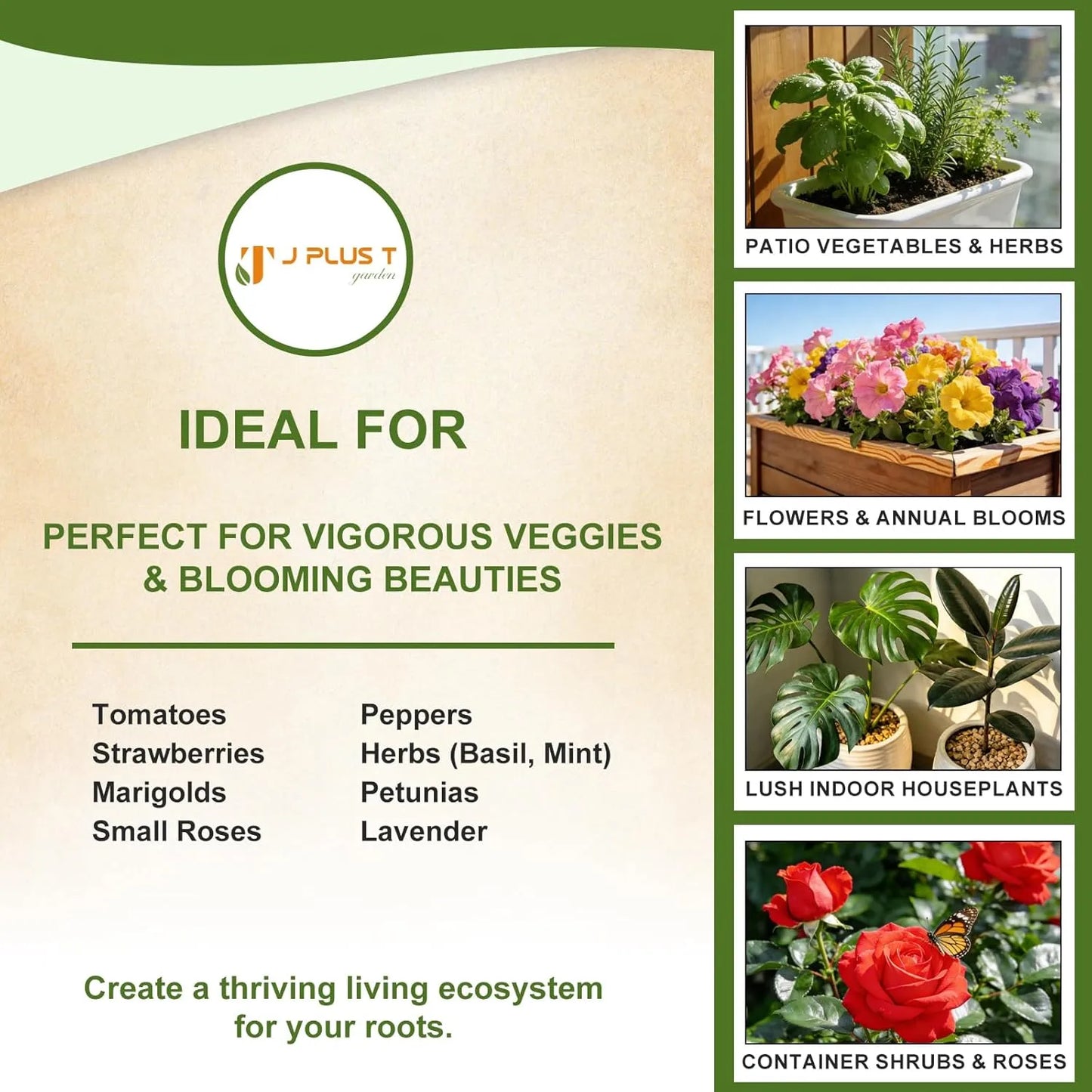 J PLUS T Bio-Active Potting Soil, 10L Bag | Living Organic Mix for Indoor Plants & Containers