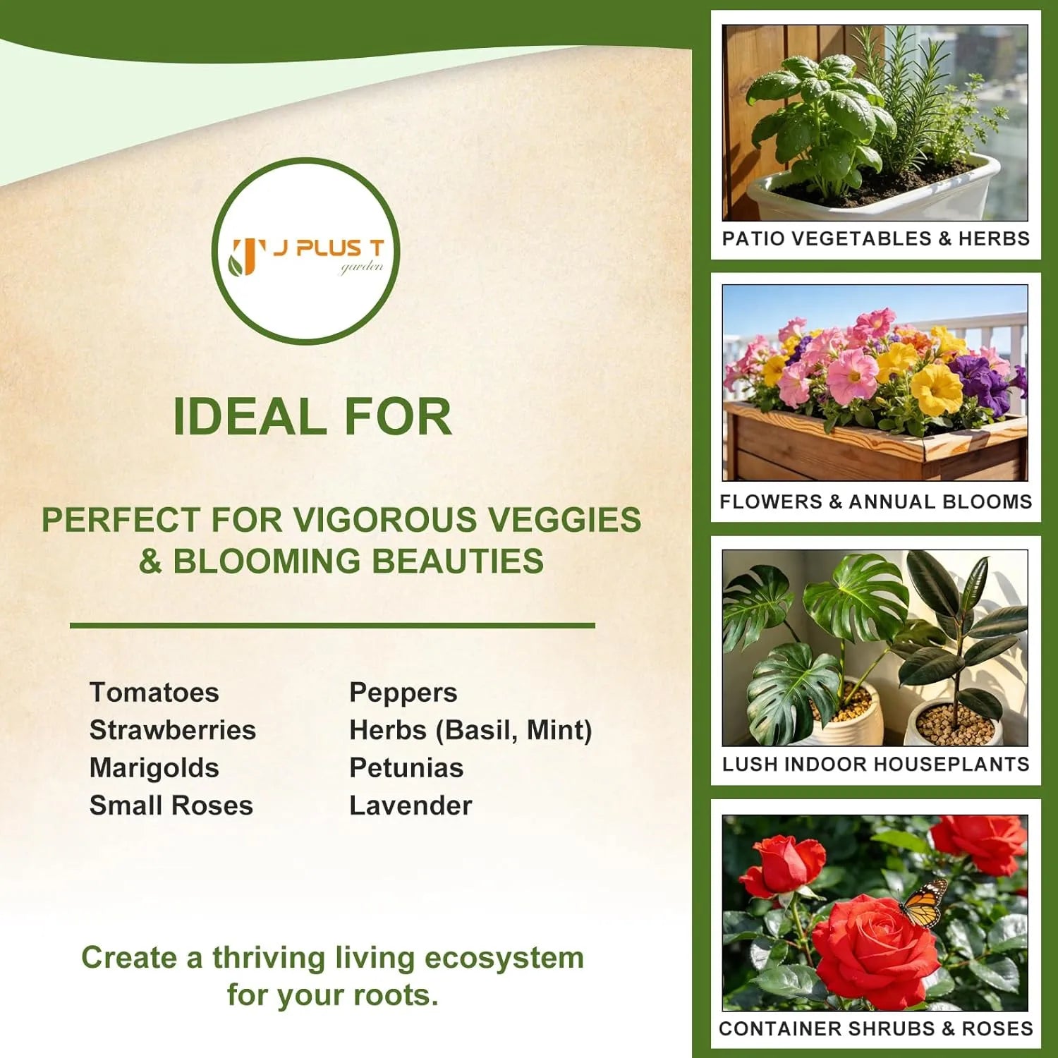 J PLUS T Bio-Active Potting Soil, 10L Bag | Living Organic Mix for Indoor Plants & Containers
