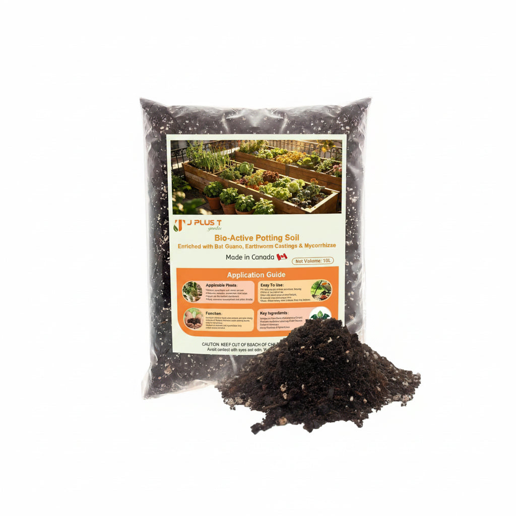 J PLUS T Bio-Active Potting Soil, 10L Bag | Living Organic Mix for Indoor Plants & Containers