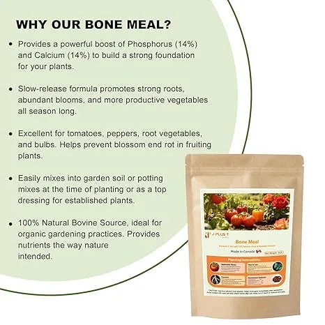 Bone Meal Fertilizer - J PLUS T Organic 2-14-0, 5LB High Phosphorus Plant Food for Bulbs & Blooms