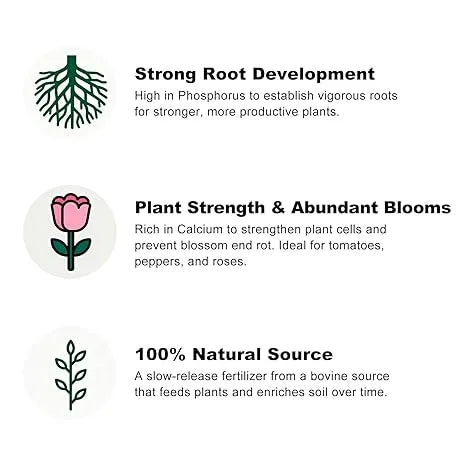 Bone Meal Fertilizer - J PLUS T Organic 2-14-0, 5LB High Phosphorus Plant Food for Bulbs & Blooms