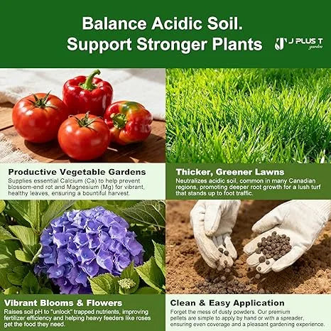 Dolomite Lime - J PLUS T Pelletized Soil Conditioner, 5LB Natural Calcium & Magnesium Amendment for Gardens