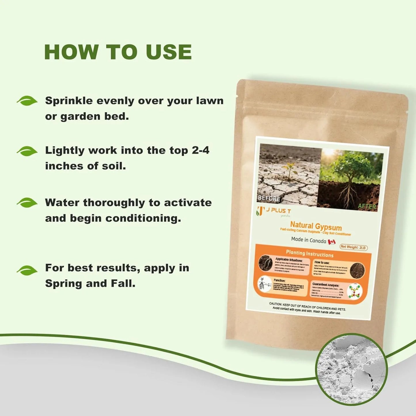 Gypsum soil amendment - J PLUS T Fine Calcium Powder, 5LB | Clay Breaker Soil Conditioner