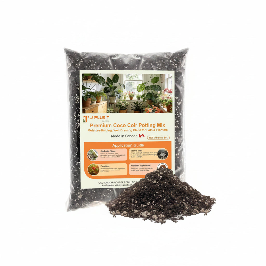Potting Mix - J PLUS T Premium Coco Coir for Plants, 10L Organic Soilless Medium for Indoor Gardens