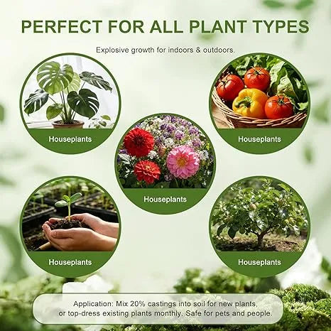 Worm Castings - J PLUS T Premium Organic Vermicompost, 5LB Natural Fertilizer for Indoor Plants & Vegetables