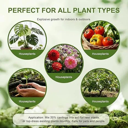 Worm Castings - J PLUS T Premium Organic Vermicompost, 5LB Natural Fertilizer for Indoor Plants & Vegetables