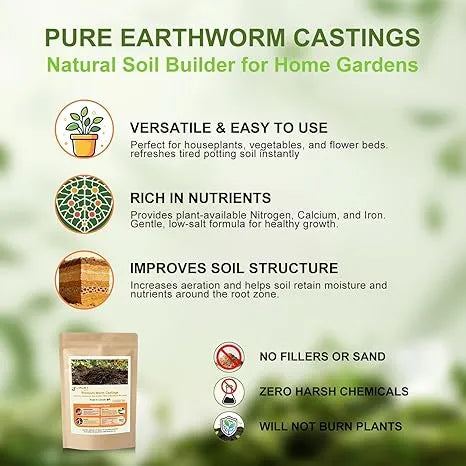 Worm Castings - J PLUS T Premium Organic Vermicompost, 5LB Natural Fertilizer for Indoor Plants & Vegetables