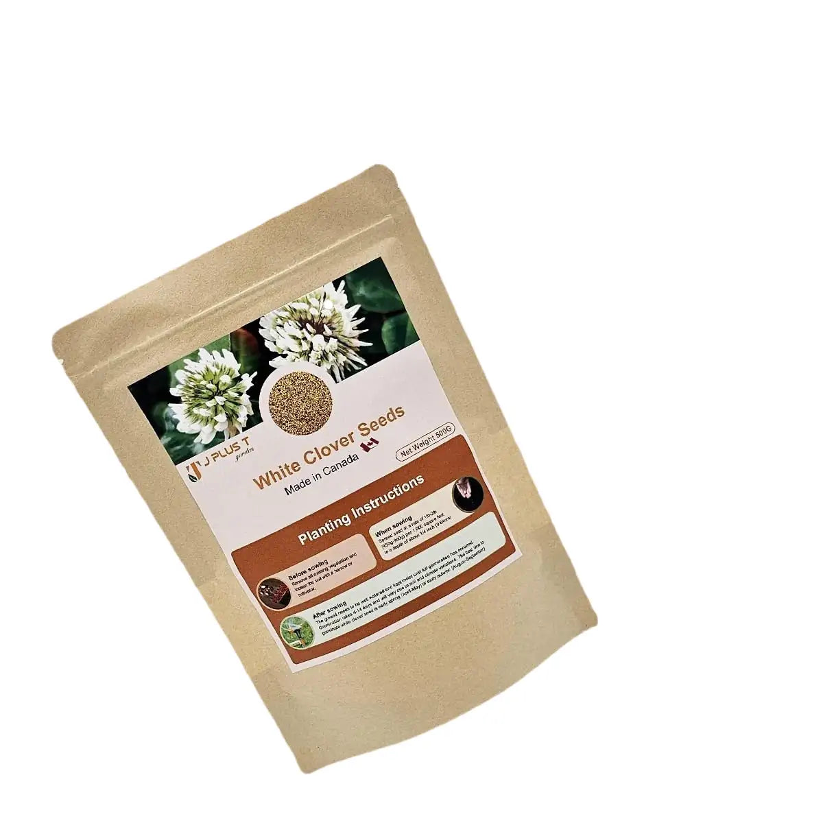Clover Lawn Seed - J PLUS T Premium White Clover, 500g | Nitrogen Fixing Ground Cover & Turf Alternative
