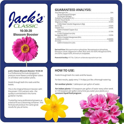 Water Soluble Fertilizer - Jack's Classic Blossom Booster 10-30-20, 1.5lb | High Phosphorus Plant Food