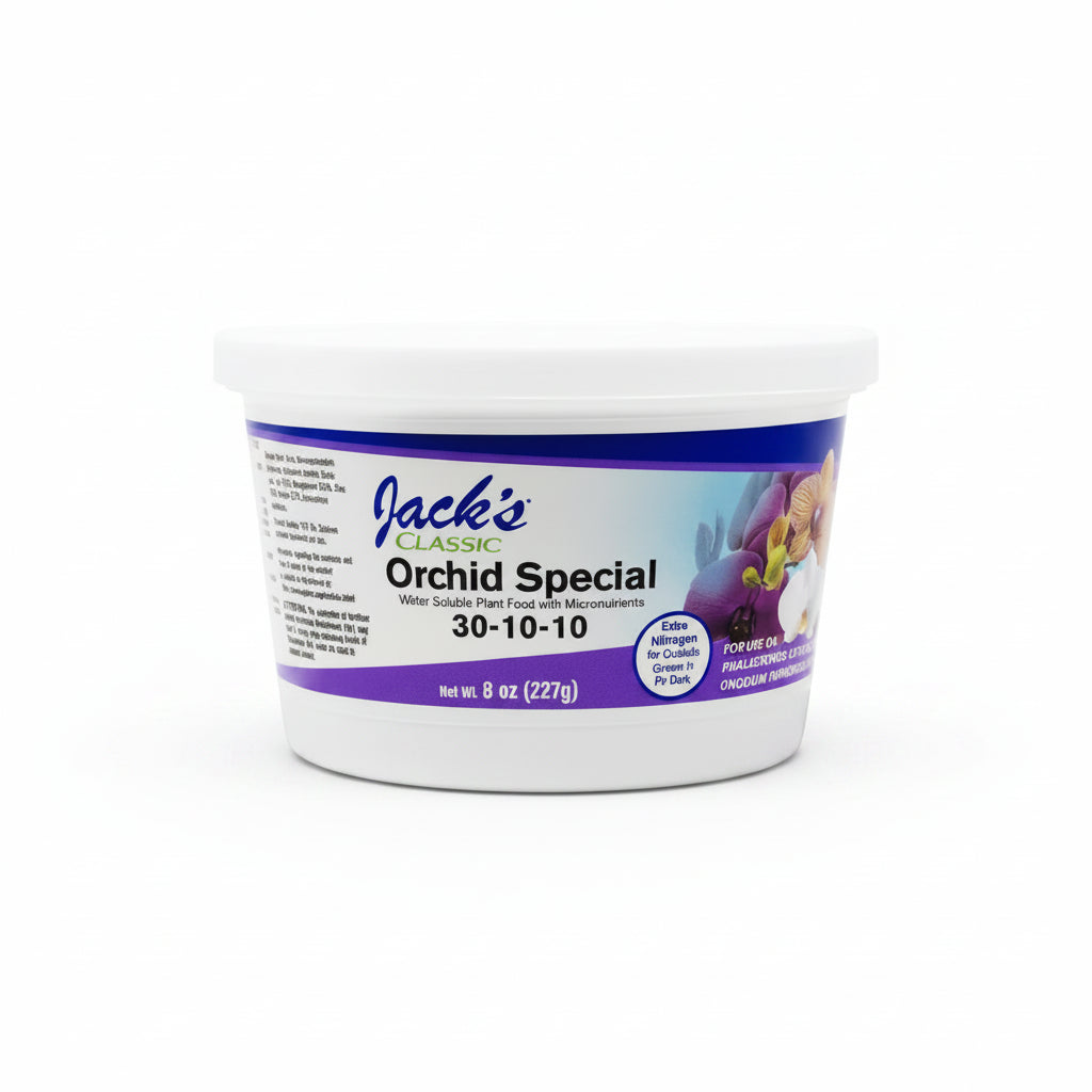 Indoor Plant Fertilizer - Jack's Classic Orchid Special 30-10-10, 8oz | Premium Water Soluble Plant Food