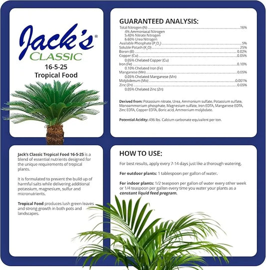 Fertilizer for Plants - Jack's Classic Palm Food 16-5-25, 1.5lb | Premium Nutrient Blend for Palms & Cycads