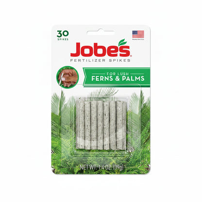 Indoor Plant Fertilizer - Jobe's Fern & Palm Spikes, 30 Pack | Specialized Plant Food for Tropicals