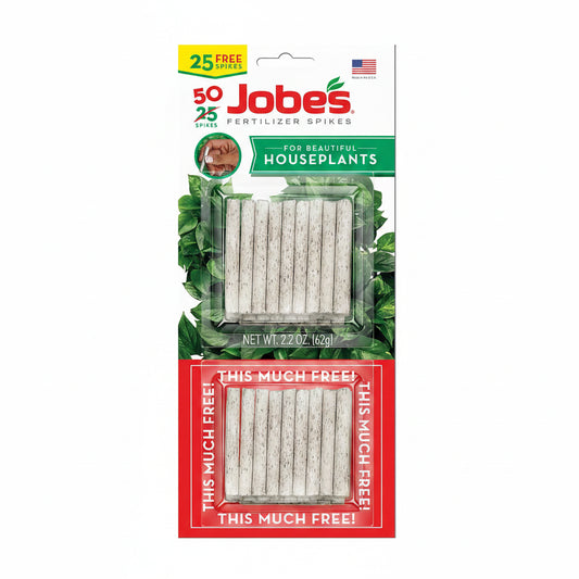 Indoor Plant Food - Jobe's Houseplant Spikes, 50 Pack | Slow Release Fertilizer for Indoor Potted Plants