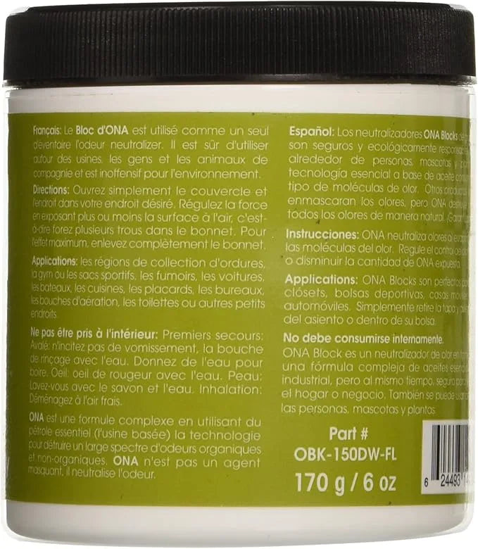 Odor Neutralizer - ONA Block Fresh Linen, 6oz | Compact Air Purifier for Closets & Grow Tents