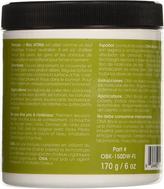 Odor Neutralizer - ONA Block Fresh Linen, 6oz | Compact Air Purifier for Closets & Grow Tents