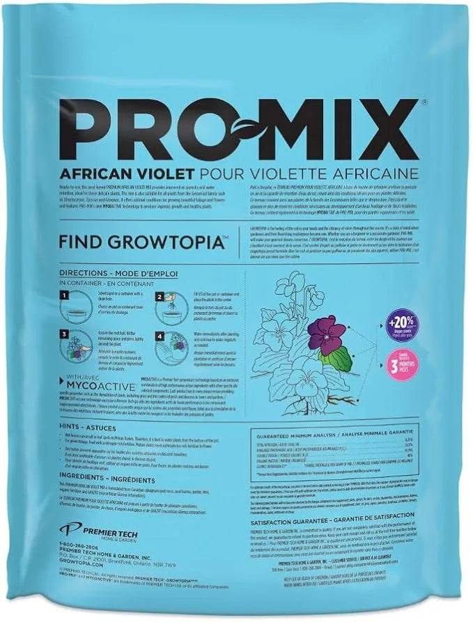 African Violet Soil - Pro-Mix Premium Light Blend, 5L Excellent Aeration Medium for Blooming Houseplants
